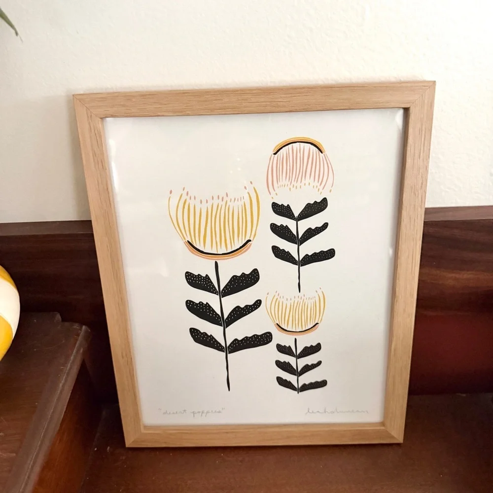 Desert Poppies Print Leah Duncan Wood Framed Floral Wall Art Bohemian Wall Art
